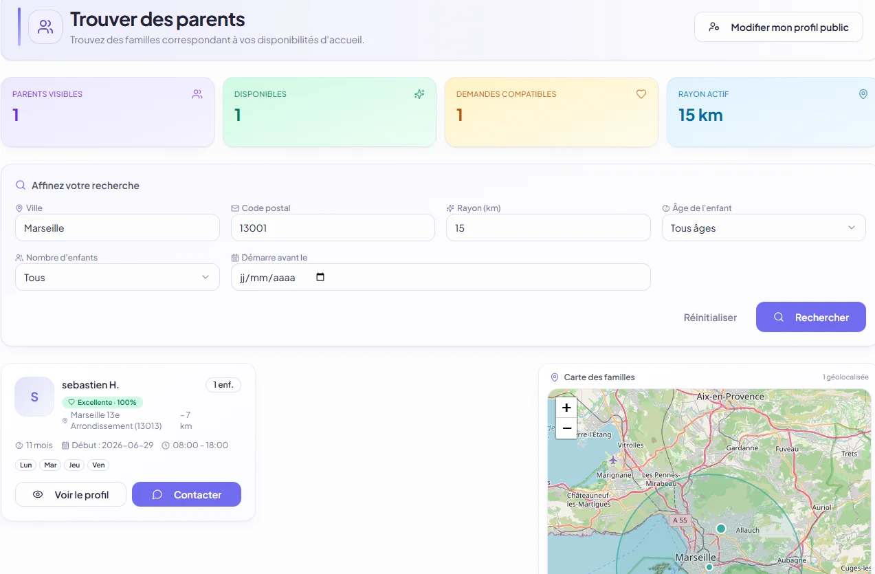 Mise en relation parents et assistantes maternelles — application Assist'Assmat