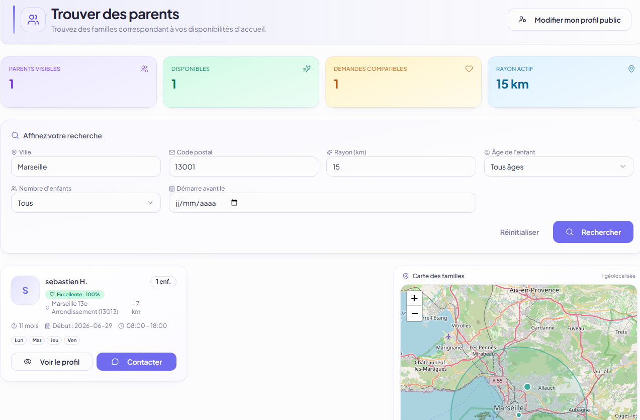 Mise en relation parents et assistantes maternelles — application Assist'Assmat